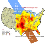 Mapa de tornados anual. Fonte: Oklahoma Climatological Survey
