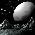 Planeta Anão Haumea visto da superfície de sua lua mais próximo