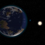 Concepção artística do planeta HD 40307g, potencialmente habitável e que se encontra a somente 42 anos-luz de distância da Terra. Crédito: J. Pinfield, RoPACS