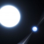 Impressão artística do pulsar PSR J0348+0432 e da sua companheira anã branca