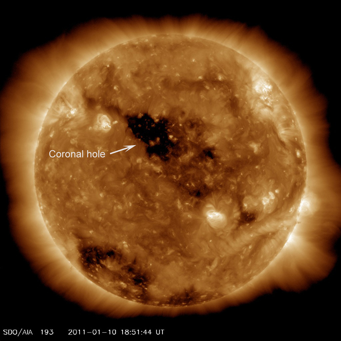 Outro "buraco no Sol" numa imagem de 2011.